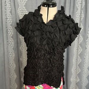 Issey Miyake Black Sculpted Women's Silk Blouse